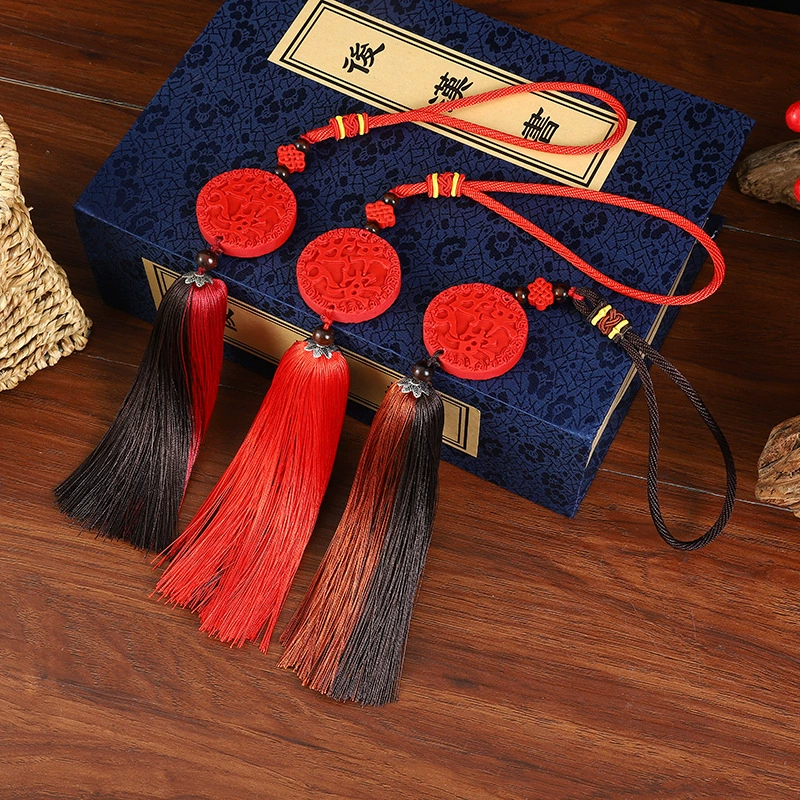 Двусторонняя безопасная Автомобильная подвеска из киновари аксессуары для салона автомобиля подвеска на зеркало заднего вида китайский узел Автомобильная подвеска