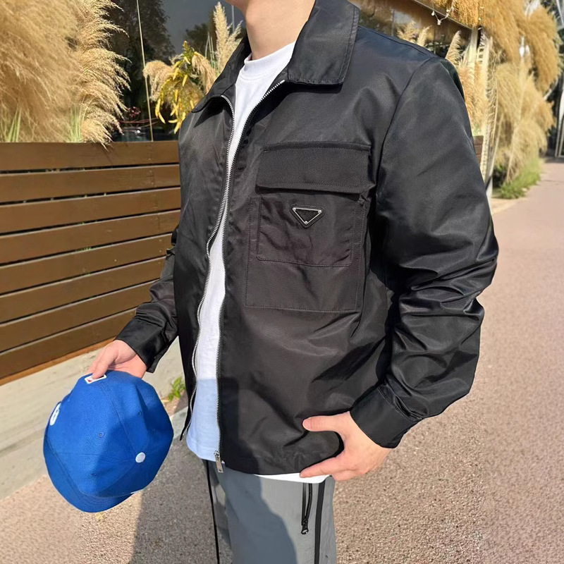 Source manufacturers spring and summer triangle nylon lapel jacket gender-free casual zipper jacket