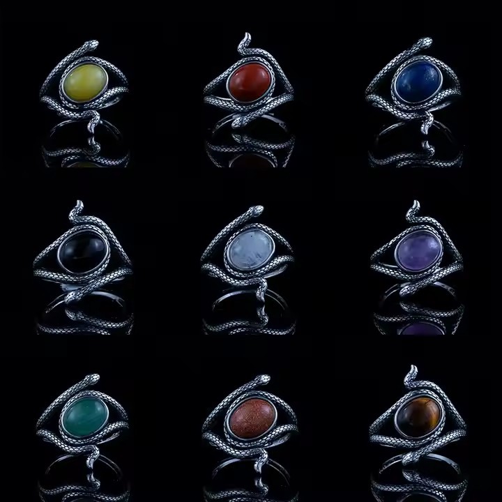 Creative retro organic copper stone inlay for men and women