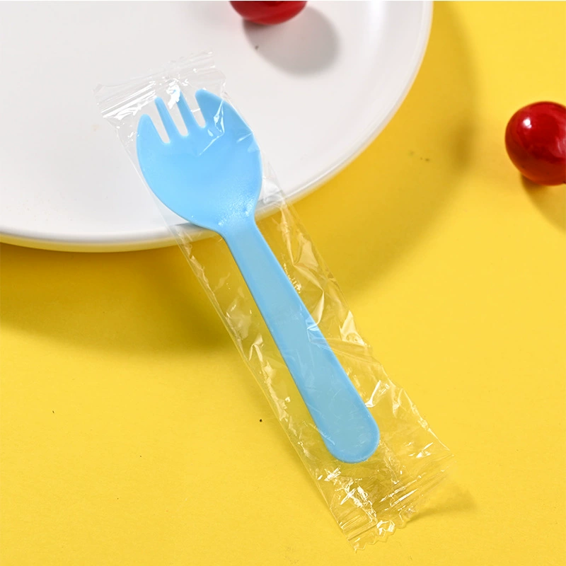 Plastic disposable spoon, fruit fork, dessert pack for ice cream, increased thickness