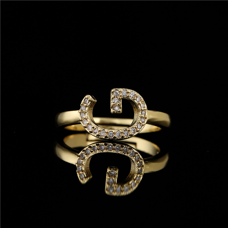 Wholesale Jewelry Copper Micro-inlaid 26 English Alphabet Ring Nihaojewelry display picture 21