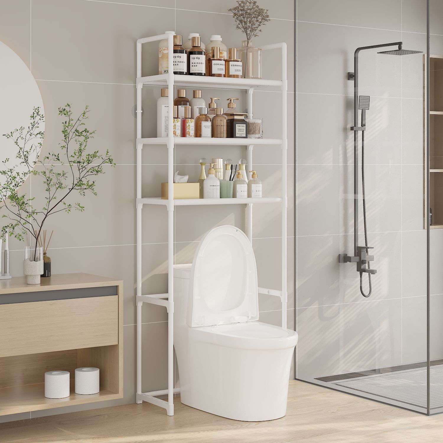 Estante sin perforaciones para inodoros explosivos transfronterizos Estante de almacenamiento para baño Multifuncional Venta directa de fábrica para el hogar