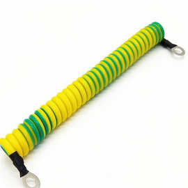黄绿弹簧线各种规格螺旋电缆双光伏板连接线PU线缆O型端子连接线