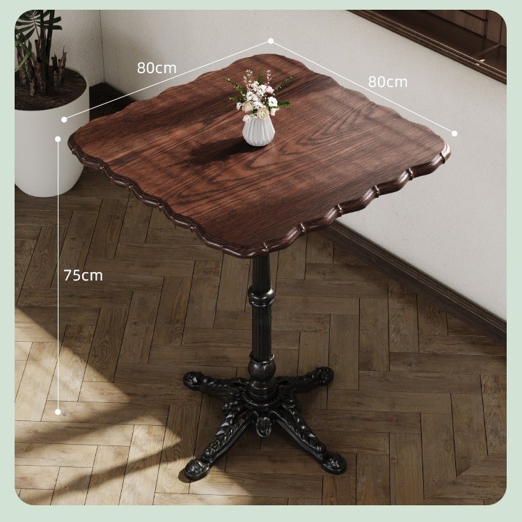 Mesa y silla de cafetería americana retro francesa panadería de comida ligera dulces tienda de azúcar y agua bistrona mesa de madera maciza