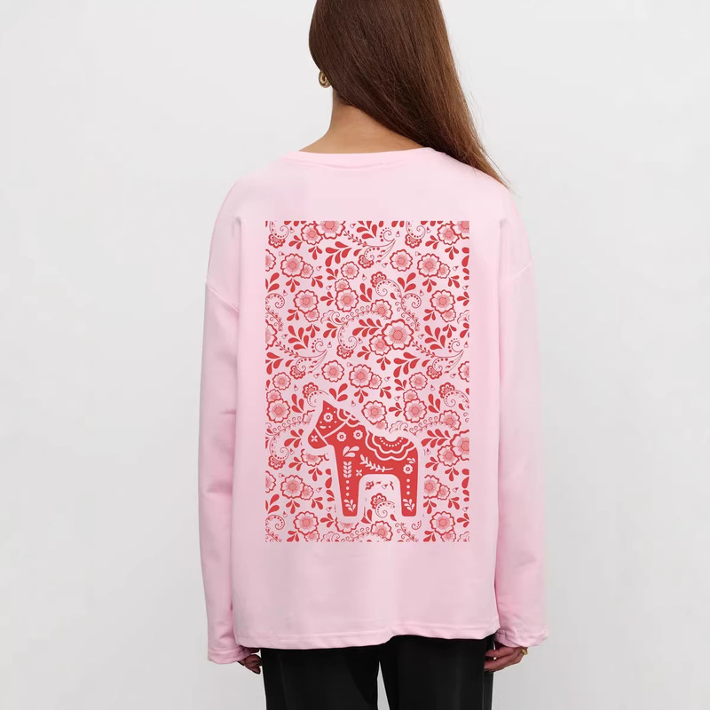 Pure Cotton High-Weight In-Stock American-Style Women's Loose Long-Sleeve T-Shirt with New Amazon Letter Print Pure Cotton High-Weight In-Stock American-Style Women's Loose Long-Sleeve T-Shirt with New Amazon Letter Print