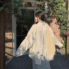 韓系波点長袖シャツ女性の夏のデザイン感があります。