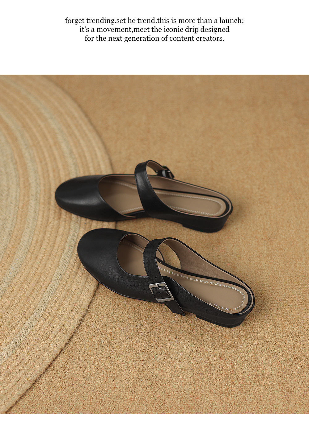 Sandal nữ quai chữ V đế bệt mũi tròn hở gót — đen chi tiết 23
