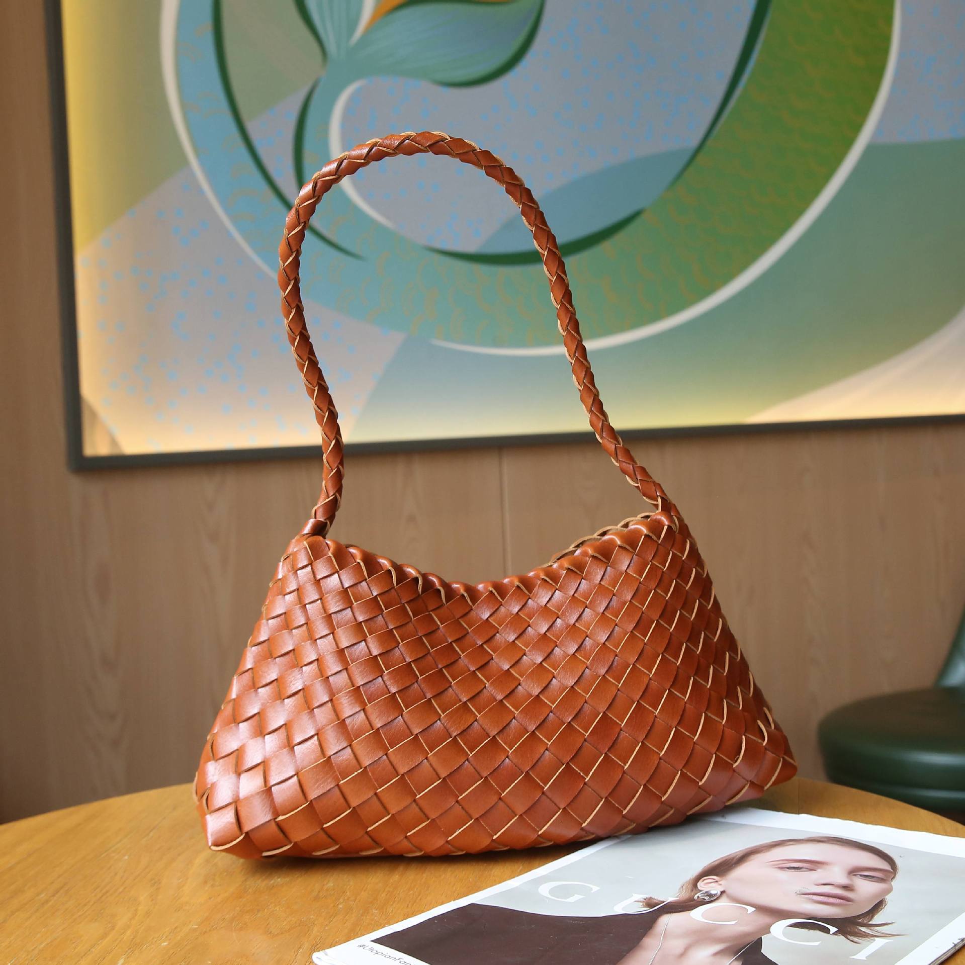 Trending Women's Designer Mini Bag - Genuine Leather Hand-Woven French Style Shoulder Underarm Bag