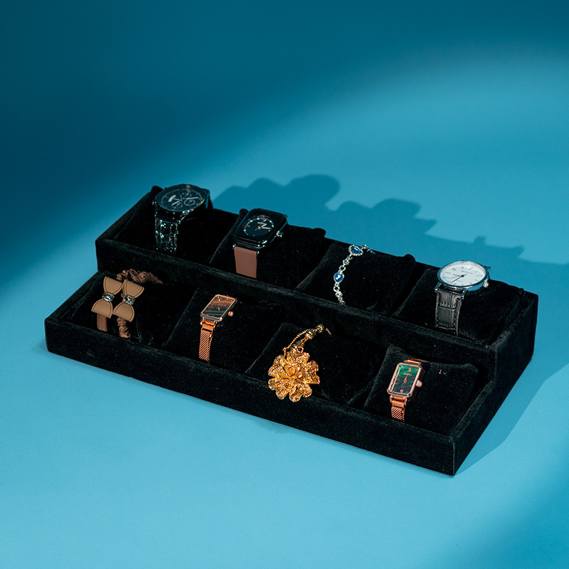 Ice Velvet Watch Display Plate Bracelet Bracelet Storage Box Jewelry Trapezoidal Multi-layer Pillow Plate Props