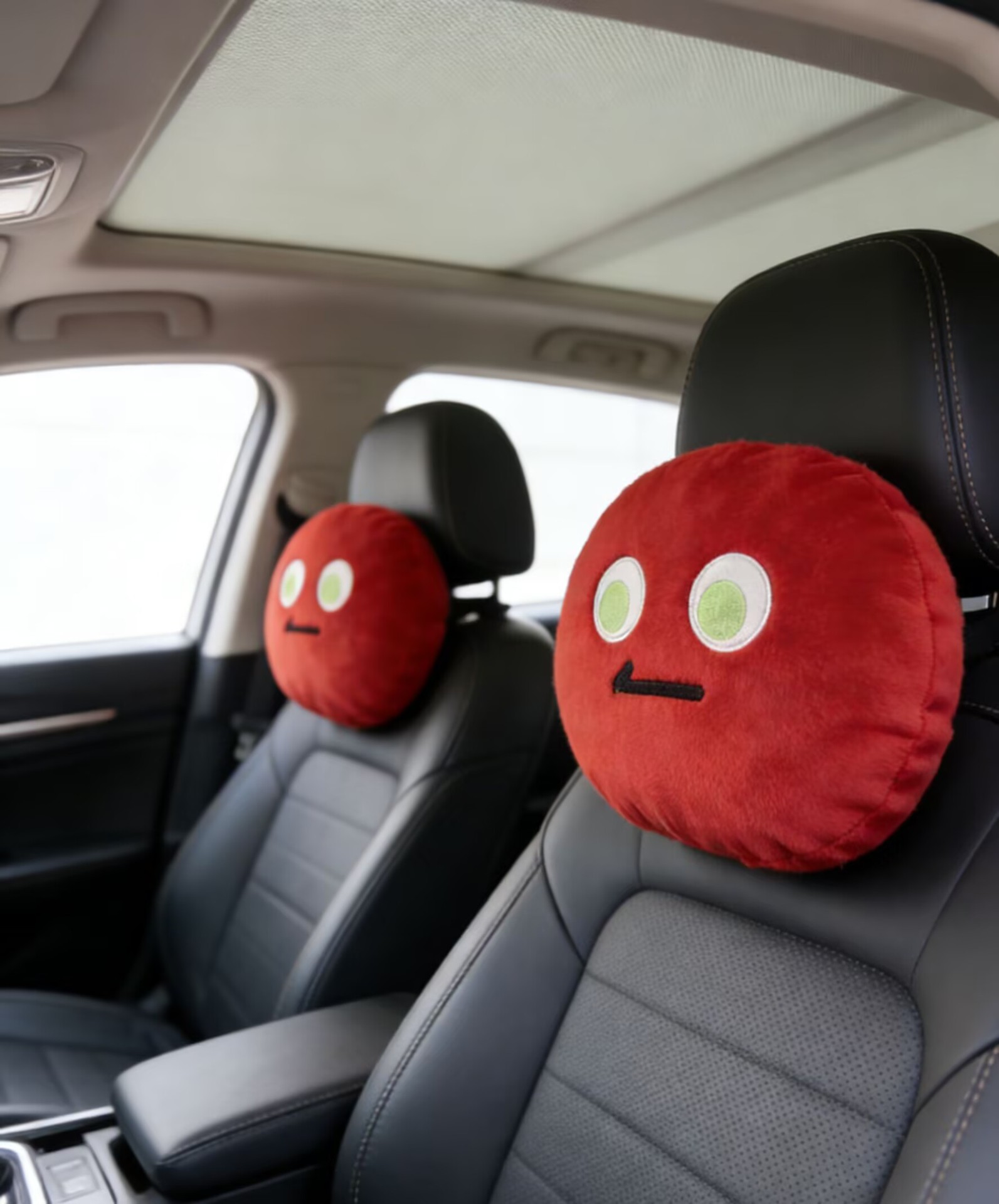 Car Headrest Neck Pillow with Cute Smiley Face Design, Car Cushion for Long Trips, Car Seat Backrest Pillow