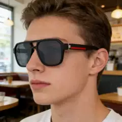 2025 New Fashion Square Sunglasses for Men, Double Bridge Style, UV Protection Outdoor Shades