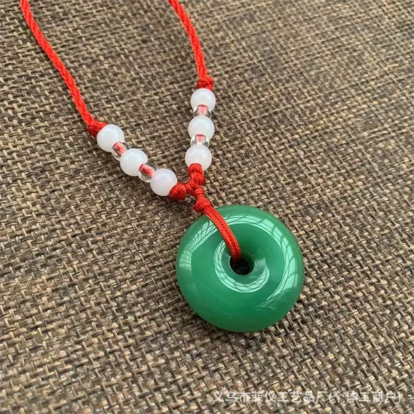 Stone pendant necklace student baby lucky red rope woven ethnic style necklace stall accessories wholesale jewelry