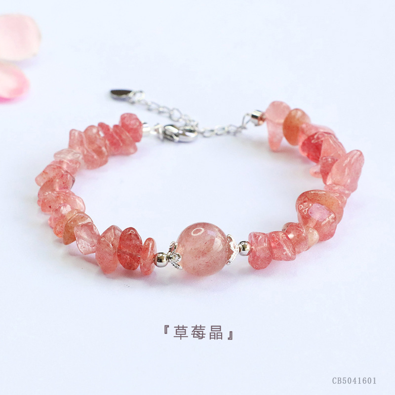 딸기 크리스탈 자갈 트랜스퍼 비즈 팔찌 (CB5041601)