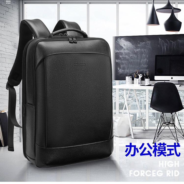Top Layer Cowhide King's Paul Backpack Men's Business Commuter Genuine Leather Backpack Laptop Bag Travel Bag