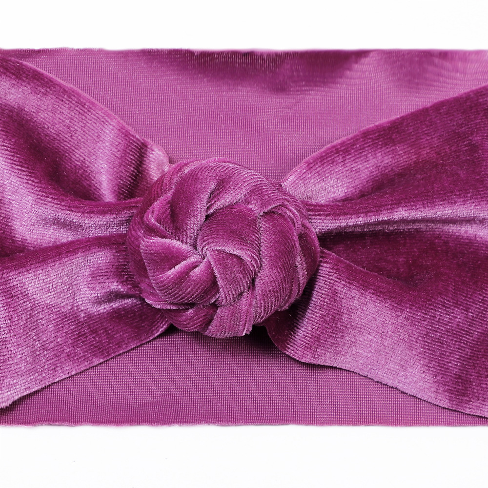 Cross-border European and American new children's hair accessories baby solid color wide headband baby flannel bow elastic hair band suit_voghion.com