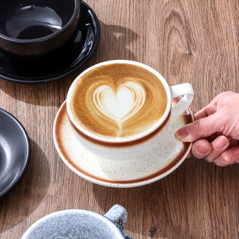 Ceramic Professional Competition Fancy American Large-Mouth Latte Art Cup Cappuccino Latte Coffee Cup Embossed Sawada Cup