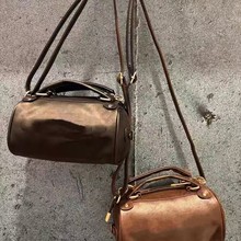 2024新款阿迪三叶草复古枕头包圆筒包单肩斜挎手拎小包男女棕黑包