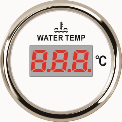 52mm Digital Thermometer Water Temperature Gauge for Yachts, Speedboats, Cars, Rvs, Modified Vehicles, Mechanical Trucks, Universal Instrument (automobile instrument) - silver-edge-white-background