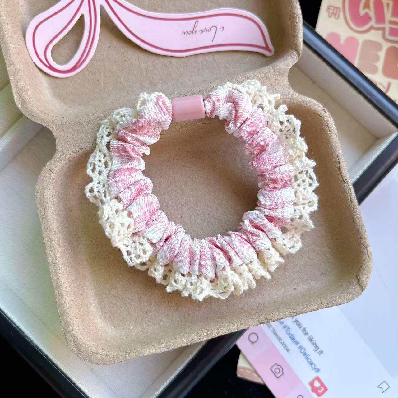 Niños jeans encaje anillo de cabello de cabello de encaje niñas alta cola de cabello de alta elasticidad cuerda de cabello de goma cabeza adornos para el cabello