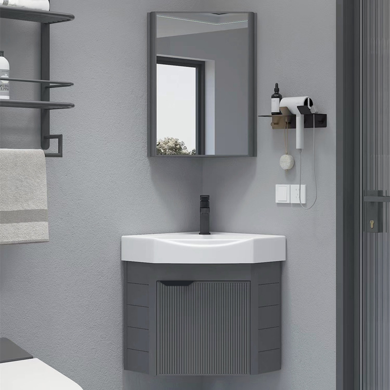 Space Aluminum Triangle Bathroom Cabinet Combination Rock Plate Corner Wash Wash Basin Small Apartment Bathroom Corner Wash Pool