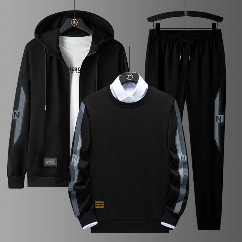 Otoño estilo coreano traje deportivo hombres primavera y otoño chaqueta de suéter de moda correr ropa deportiva casual pantalones traje de tres piezas