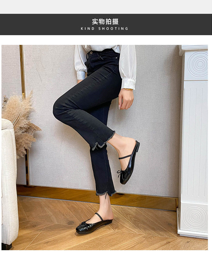 Dép bệt nữ mũi vuông bít mũi thắt nơ, đế cao 3–5 cm — Màu bạc, Màu hồng, Màu trắng, Màu đen chi tiết 16