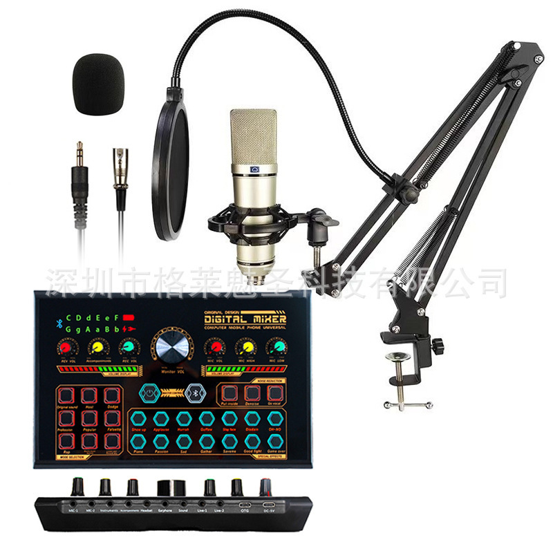 Sound Card Set English Version Mobile Phone Computer Cross-border Live Microphone ZX85 Microphone Playing Games Singing and Recording Videos