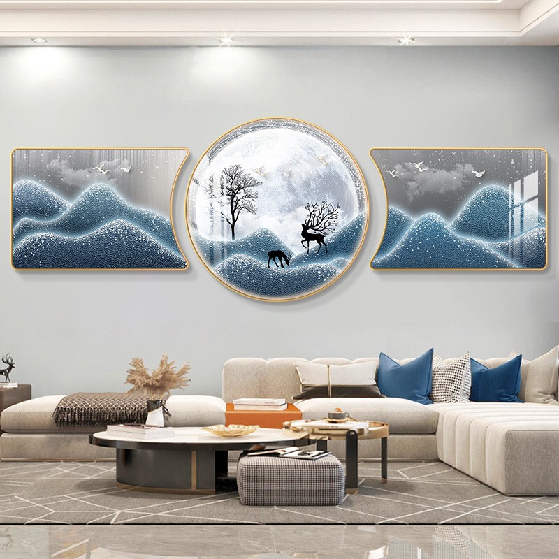 Living Room Decorative Painting, New High-End Mural, Landscape Painting, Atmospheric Wall Decoration, Good Meaning, Sofa Background Wall Hanging Painting