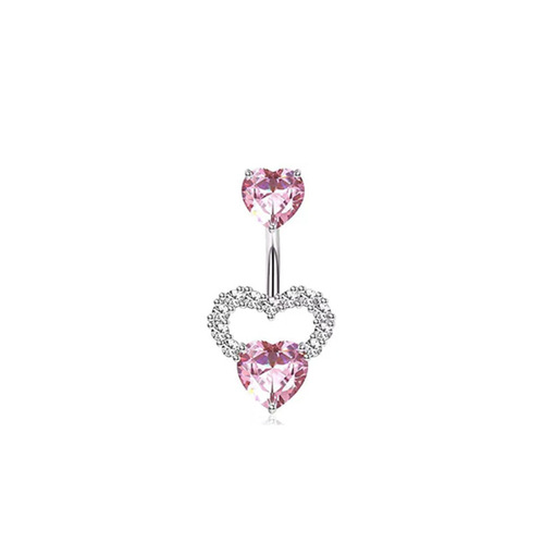 Stainless Steel Set Navel Ring Wings Heart Navel Navel Pink System Body Piercing