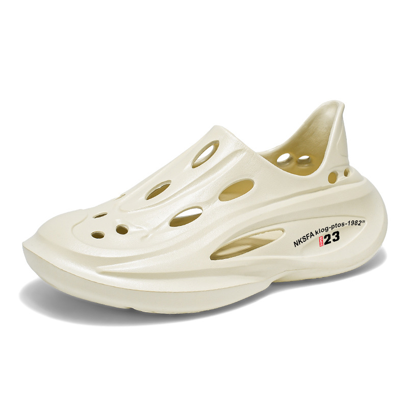 Zapatos transfronterizos de gran tamaño con agujeros para hombres, uso exterior de verano, antideslizante, Baotou, sandalias de playa con sentido de la mierda para hombres