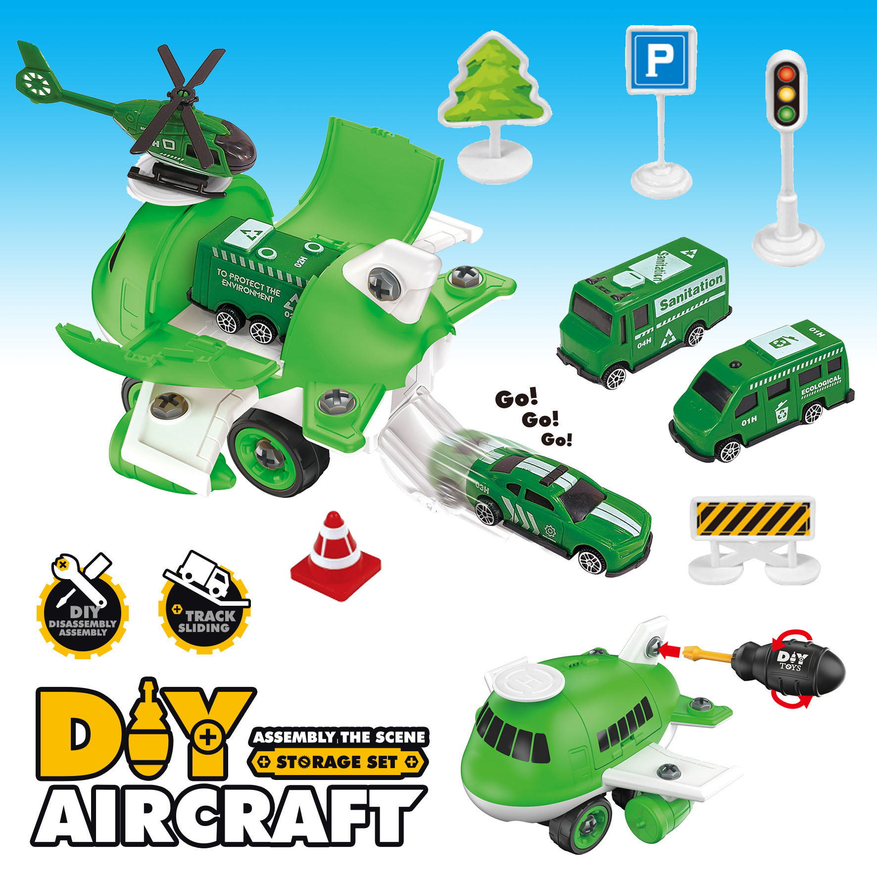 Nuevos productos de venta en caliente transfronteriza almacenar aviones puzzle juguetes DIY coche de montaje para niños sitio de construcción escenario coche de aleación image 10