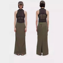 現物の大衆設計はタックの尾の運動感の長い半分のスカートの黒色/軍の緑色/浅いカーキ色を収めます。