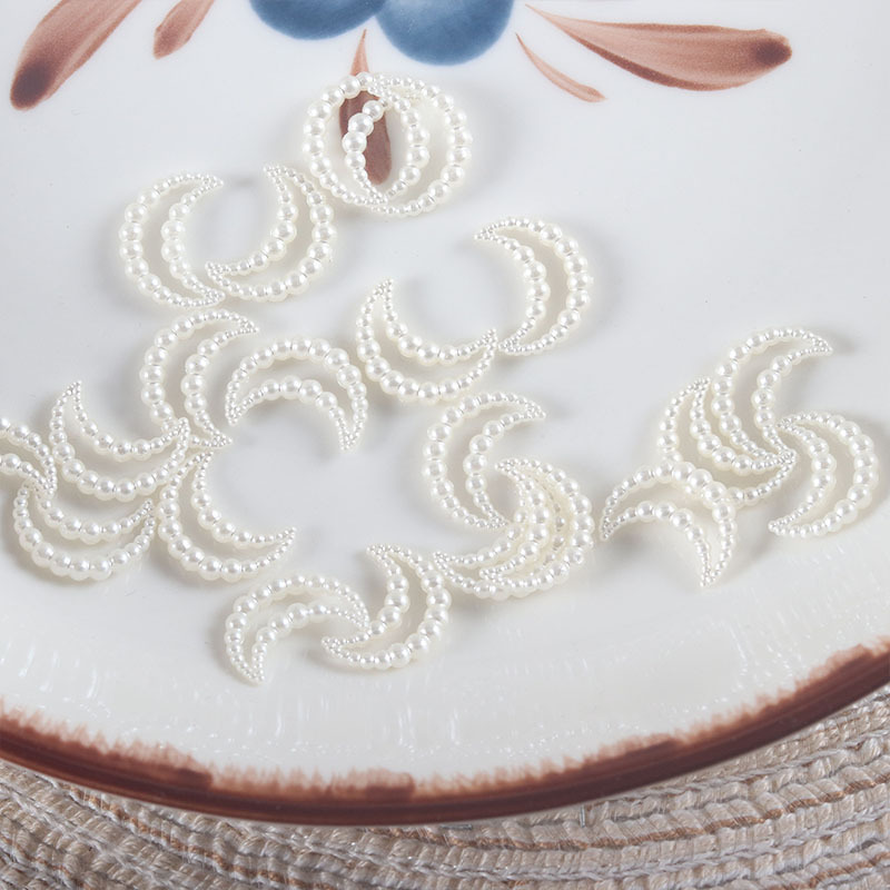 Hollow pearl net red explosions white moon bow love five-pointed star three-dimensional nail decoration accessories wholesale