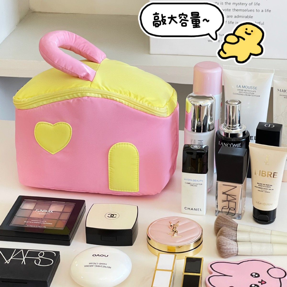 Nueva casa pequeña bolsa de maquillaje de color hermosa gran capacidad portátil bolsa de maquillaje de viaje bolsa de tocador bolsa de juguetes