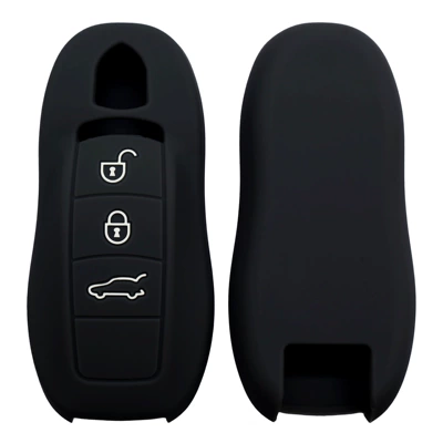 Suitable for Porsche Cayenne Key Cover Panamera 911 918 Smart Silicone Remote Control Key Protective Cover (Static Rod/Key Bag) - black