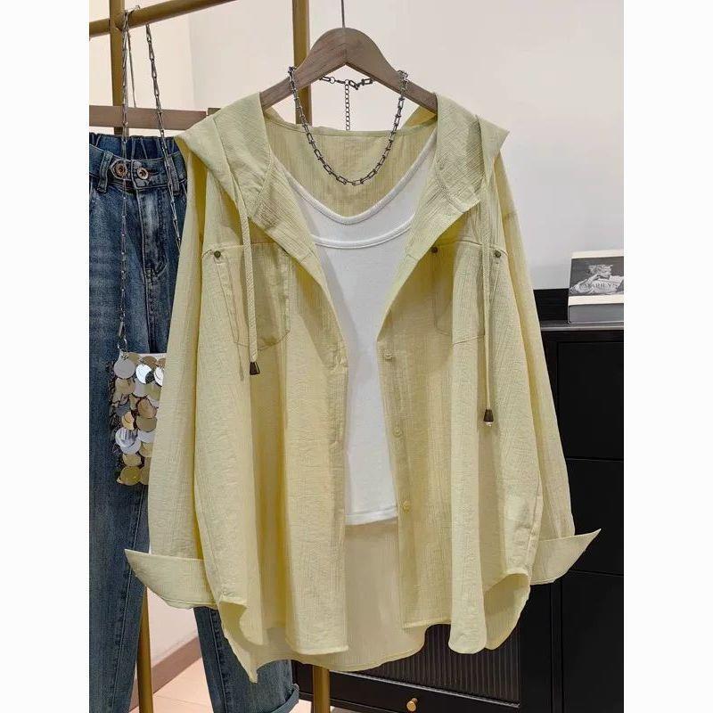 Plus Size 150kg Stylish Hooded Sun Protection Shirt for Women, Summer Loose Casual Versatile Sun Protection Top Thin Jacket 2 Plus Size 150kg Stylish Hooded Sun Protection Shirt for Women, Summer Loose Casual Versatile Sun Protection Top Thin Jacket 2