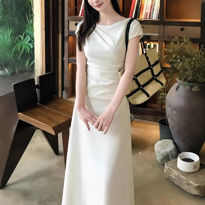 [Qingya Art Student] Temperament, Intellectual and Casual Short-Sleeved Dress Women's Summer Long and Short Skirts