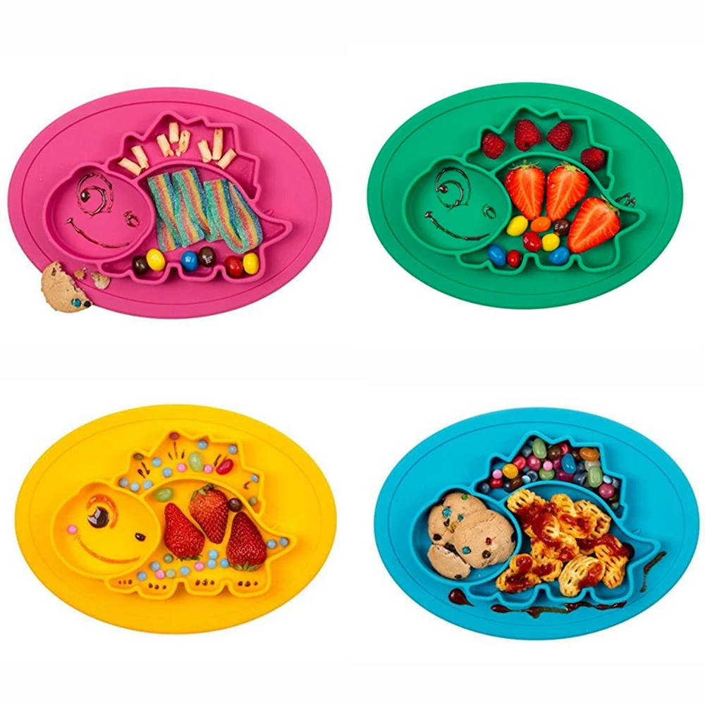 Пищевая силиконовая посуда Динозавр тарелка для детей тарелка силиконовая тарелка для адсорбции тарелка