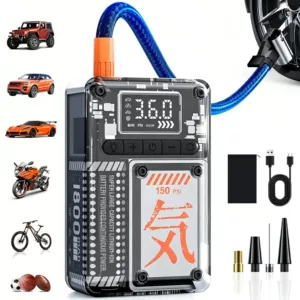 Ağıllı rəqəmsal displeyli simsiz elektrik avtomobil nasosu, şin təzyiqi ekranı