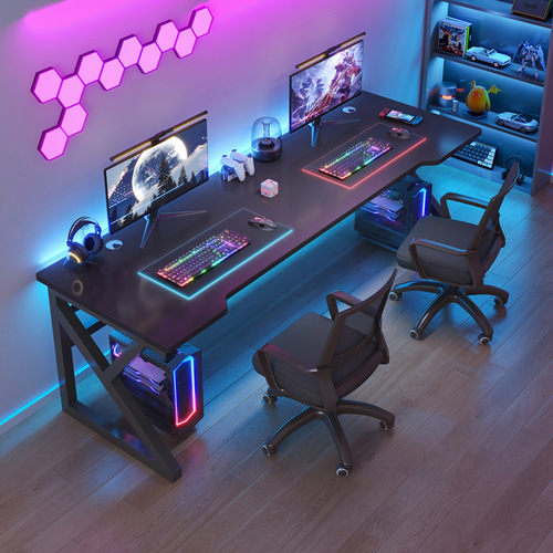 Double computer table desktop home bedroom modern simple game table desk and chair combination set e-sports table