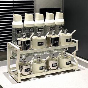 Popular Style Storage Rack Seasoning Combination suit Light Luxury Seasoning Bottle Kitchen Storage Box Oil Salt MSG Seasoning Box