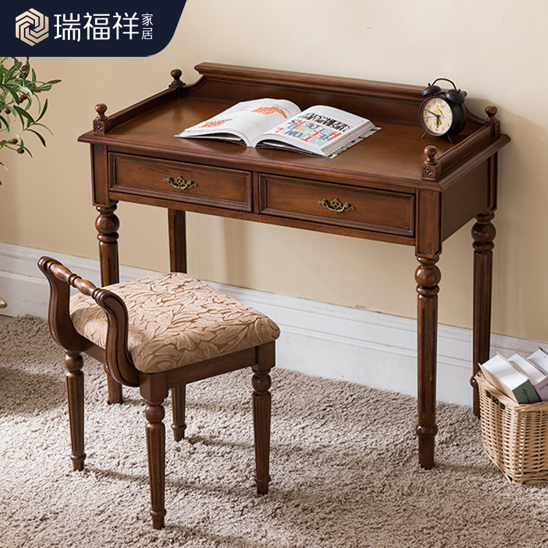 American-Style Solid Wood Desk 90cm Bedroom Small Desk Writing Desk Office Desk Computer Desk 1m Small Apartment