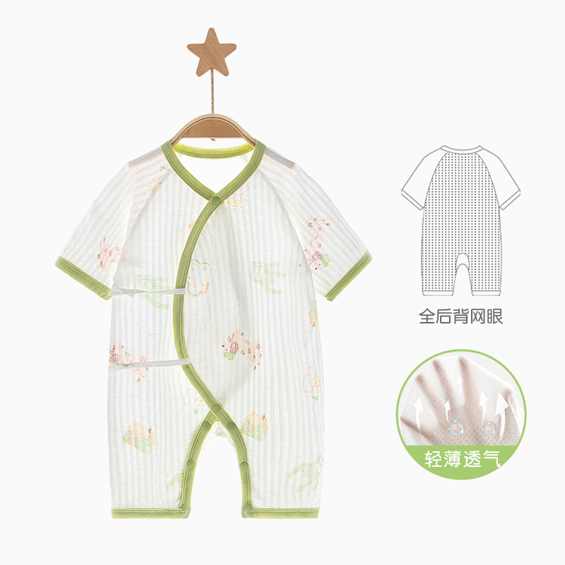 Ropa de verano para bebé recién nacido, estilo fino, manga corta, 0-3 meses, mono unisex para bebé, conjunto de verano para bebé