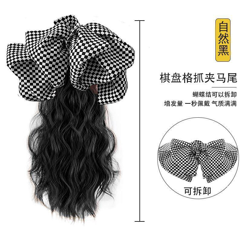 Peluca Cola de caballo Arco peluca con clip alta Cola de Caballo hembra natural mullido Pelo Rizado simulación Cola de Caballo peluca trenza