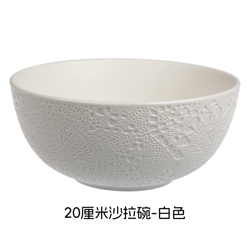 Relieve suave y fácil de limpiar estilo nórdico minimalista elegante romántico encaje cubiertos de cerámica set