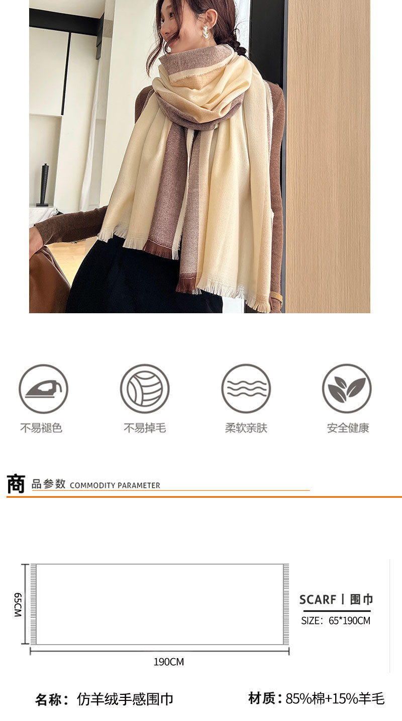 2023 Herfst/Winter Nieuwe Wol Jacquard Sjaal Dames Koreaanse Editie Eenvoudige en Veelzijdige Streep Verdikte Sjaal Warme Hals_voghion.com