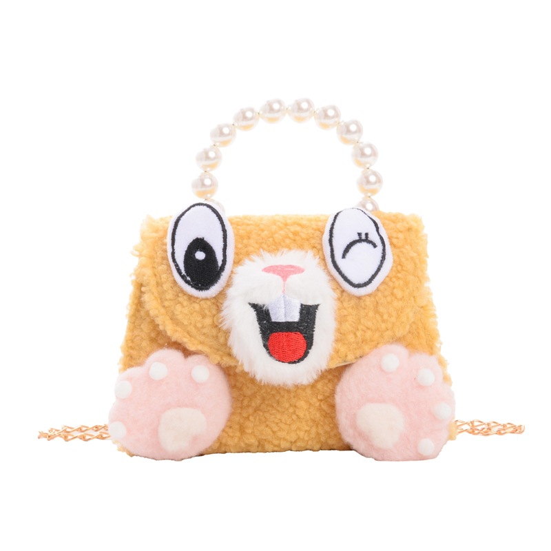 Caricatura lindo gatito niña bolsa de hombro bolsa de perlas de peluche otoño invierno 2026 nuevo accesorios para niños bolsa