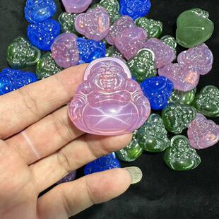 Starlight Gemstone Small Buddha Pendant Ruby Sapphire Carved Maitreya Buddha Inlaid Loose Stone Wholesale Laughing Buddha