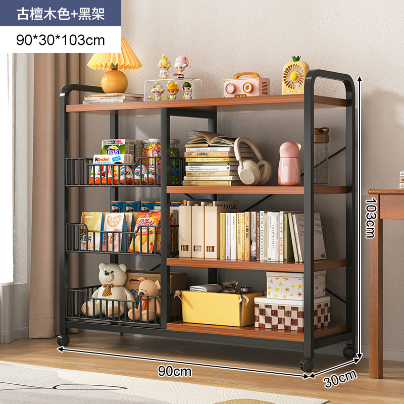 Estantería estante piso juguete imagen libro snack estante de almacenamiento móvil de hierro multifuncional niños estantería en casa
