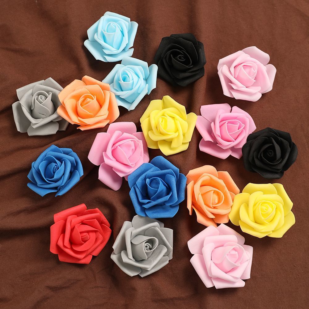 7cm Foam Rose Artificial Flower Head Fake Flower Ornament DIY Material Wedding Flower Scene Arrangement Artificial Flower